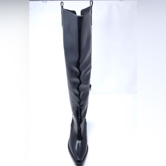 Wild Pair Luelap Boots Black Faux Leather Western Knee High - Picture 3 of 11